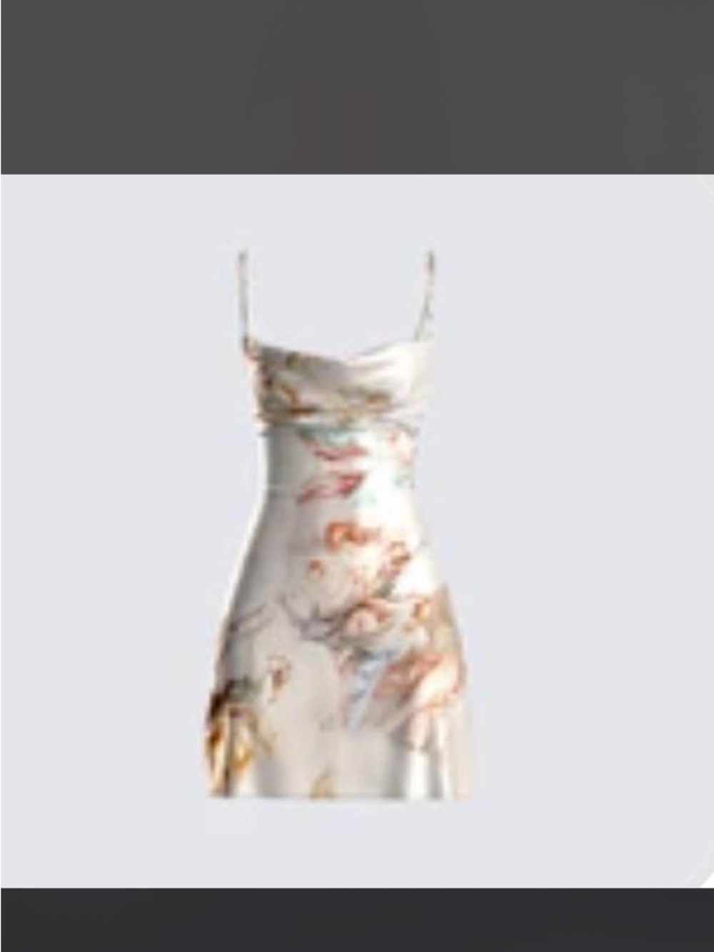 Floral White Satin Slip Dress with Pastel Print